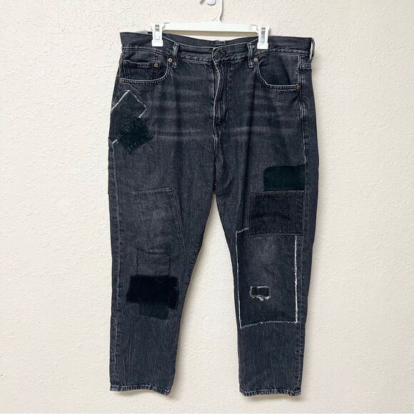 Polo Ralph Lauren Patchwork Jeans Women's The Avery Boyfriend Black Denim Sz 32